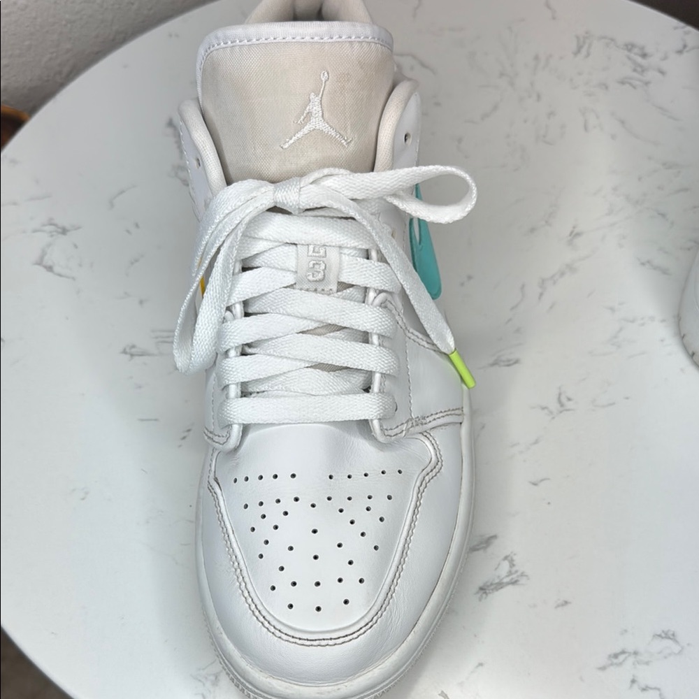 Nike Air Jordan 1 Low Mens 7.5 (9 w) white neon Multi-Color Swoosh Sneakers CW…‎ - Picture 10 of 16